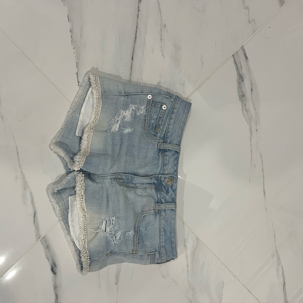 American Eagle Outfitters Blue Jean Shorts Distressed Cut-Off